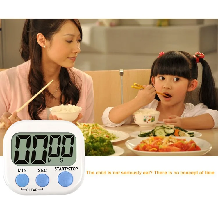 Display LCD di Grande Schermo Anche Timer Elettronica Timer Con Supporto - Bianca / Blu