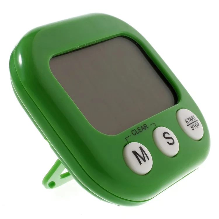 Large Screen LCD Display Electronic Digits Timer Alarm Clock with Stand - Green