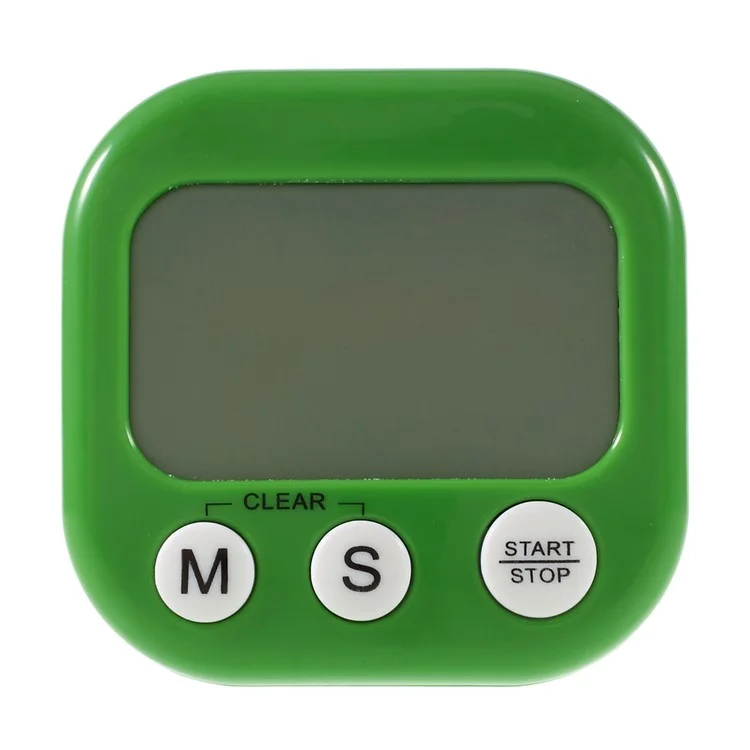Large Screen LCD Display Electronic Digits Timer Alarm Clock with Stand - Green