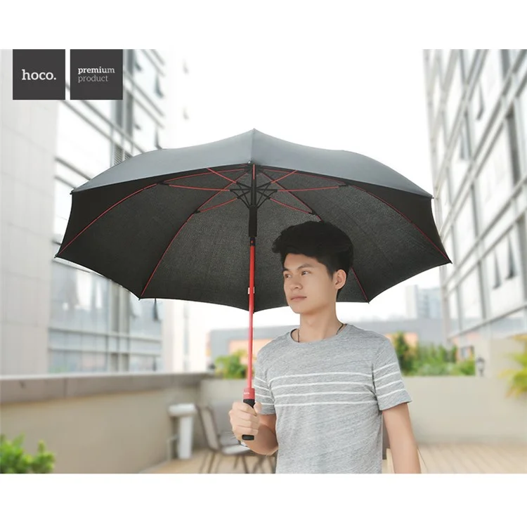 HOCO Hopeng Straight Golf Umbrella 210T 8 Ribs Windproof Golf Umbrella - Black