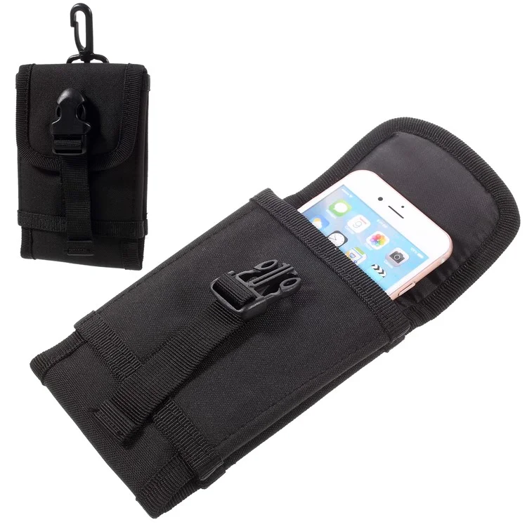 Hook Loop Military Tactical Nylon Utility Waist Pouch Bag for iPhone 6 Plus/SE/5s/5c/5 Etc - Black