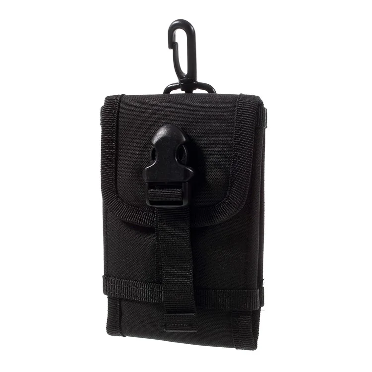 Hook Loop Military Tactical Nylon Utility Waist Pouch Bag for iPhone 6 Plus/SE/5s/5c/5 Etc - Black