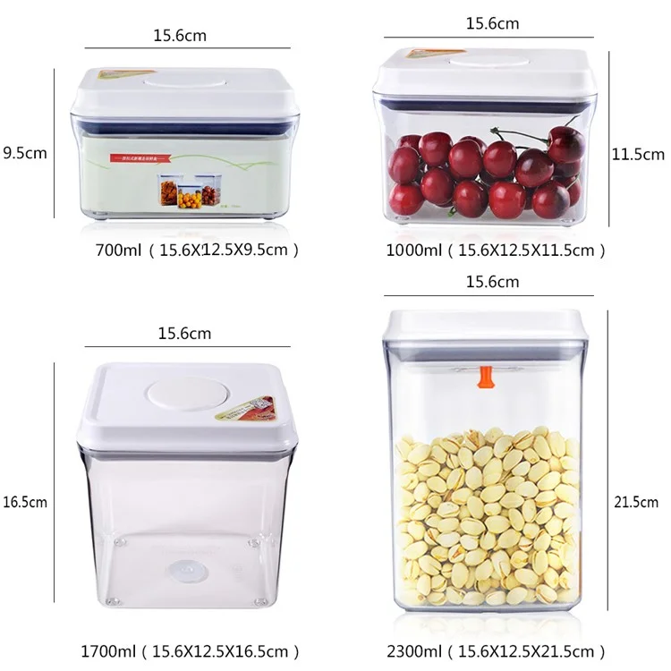 2300ML Multi-functional Rectangle Sealed Food Storage Box with Press Button (AK-2300-BAC-C)