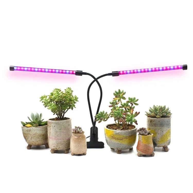 18W Adjustable Gooseneck Dual Head 36 LED Chips Timing Grow Lamp with Red/Blue Spectrum for Indoor Plants - US Plug