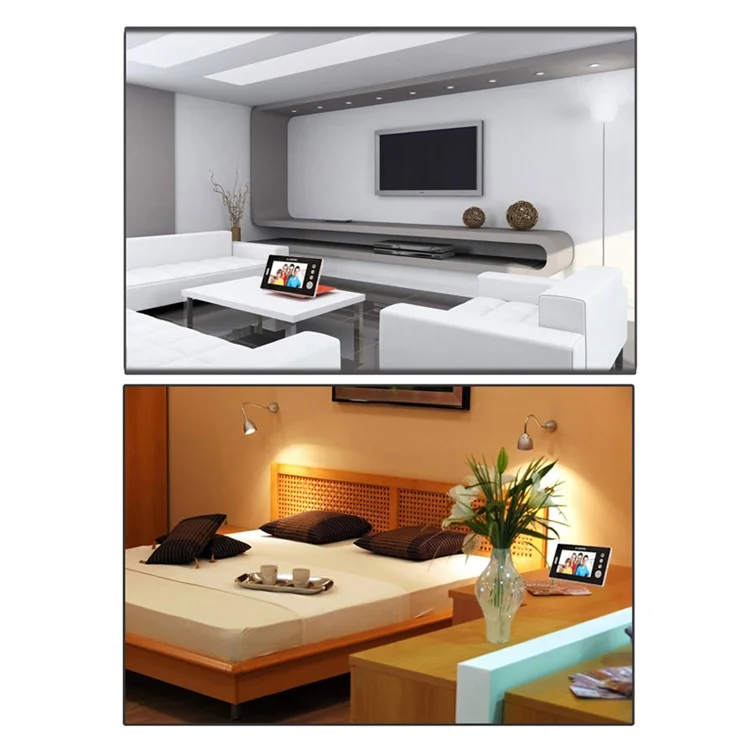 7-inch LCD Screen 2.4GHz Wireless Video Doorbell Intercom Doorbell System Kit 1 Monitor 1 Camera Support Night Vision - EU Plug
