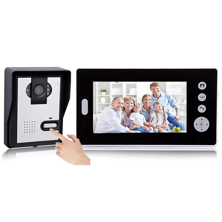 7-inch LCD Screen 2.4GHz Wireless Video Doorbell Intercom Doorbell System Kit 1 Monitor 1 Camera Support Night Vision - EU Plug