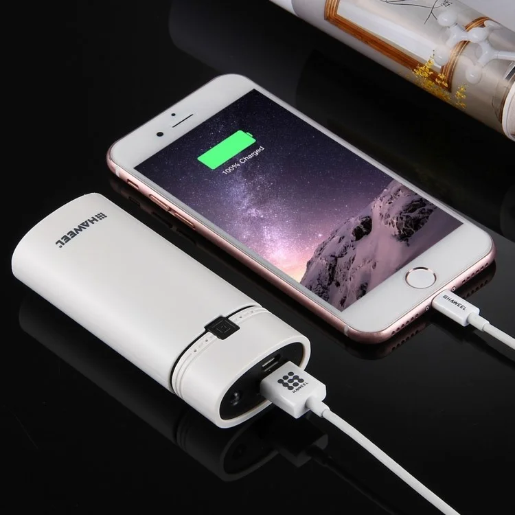 HAWEEL Portable 2 x 18650 Caricabatterie Box Power Bank e Caricabatterie Box con Display LCD della Potenza - Bianco