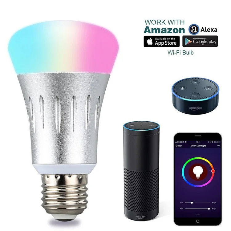 E26/E27 WiFi LED Smart Light Bulb AC 85-265V 7W RGBW WiFi Remote Control Dimmable Bulb