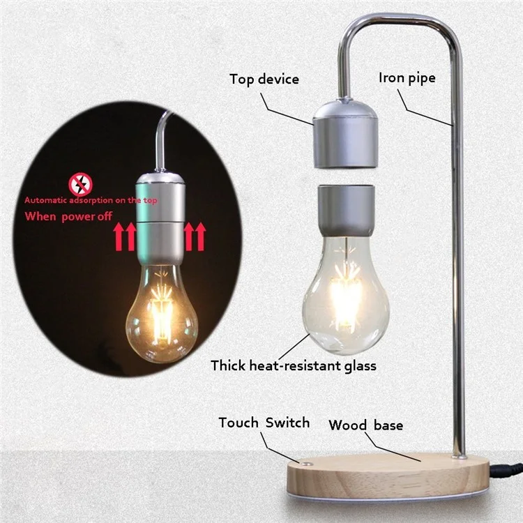 Magnetic Levitating Floating Bulb Desk Lamp Room Decor Night Light - EU Plug