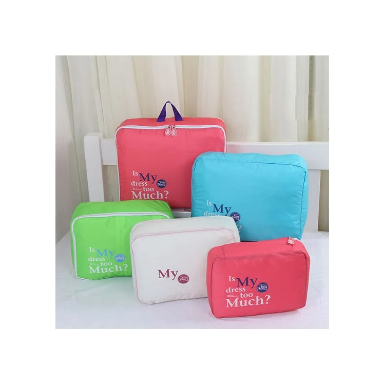 5 Sizes Set Polyester Travel Essential Storage Bags Organizer - White