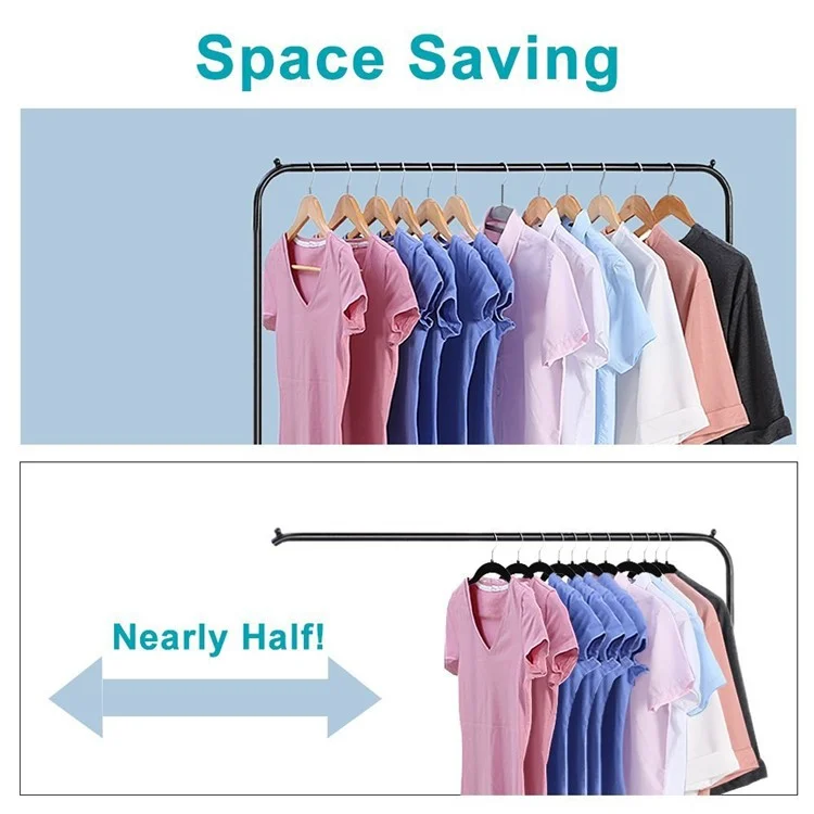 50PCS/Set Non-slip Velvet Hangers 360 Degree Swiveling Clothes Hanger Hook (45*23.5*0.6cm) - Black