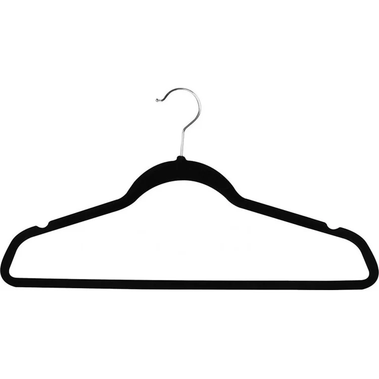 50PCS/Set Non-slip Velvet Hangers 360 Degree Swiveling Clothes Hanger Hook (45*23.5*0.6cm) - Black