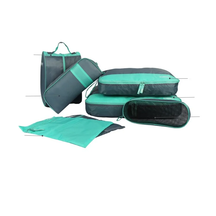 Travel Packing Cubes Storage Bag 7PCS Luggage Organizers Set - Blue / Grey
