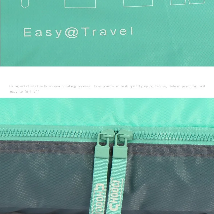 Travel Packing Cubes Storage Bag 7PCS Luggage Organizers Set - Blue / Grey