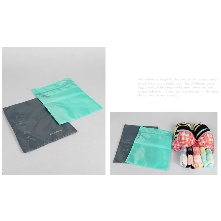 Travel Packing Cubes Storage Bag 7PCS Luggage Organizers Set - Blue / Grey