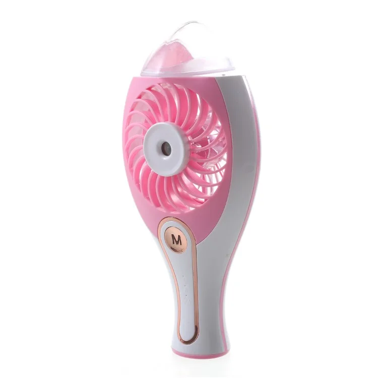 2-in-1 Mini USB Rechargeable Handheld Fan + Humidifier - Pink