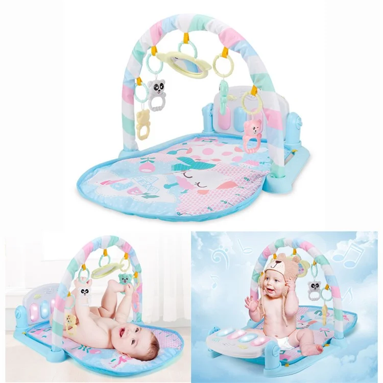Fitness Bodybuilding Music Frame Mat Piano Carpet Educational Toy for 0-18 Month Infants - Blue