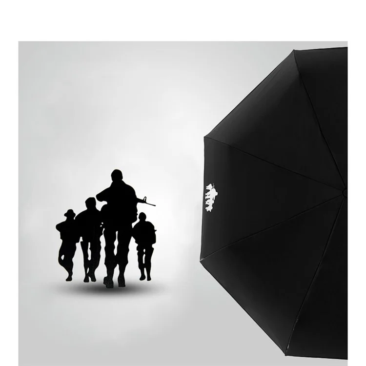 NIELLO Lightweight Tri-fold One Button Automatic Umbrella for Men and Women - Storm Troops / Gold Handle