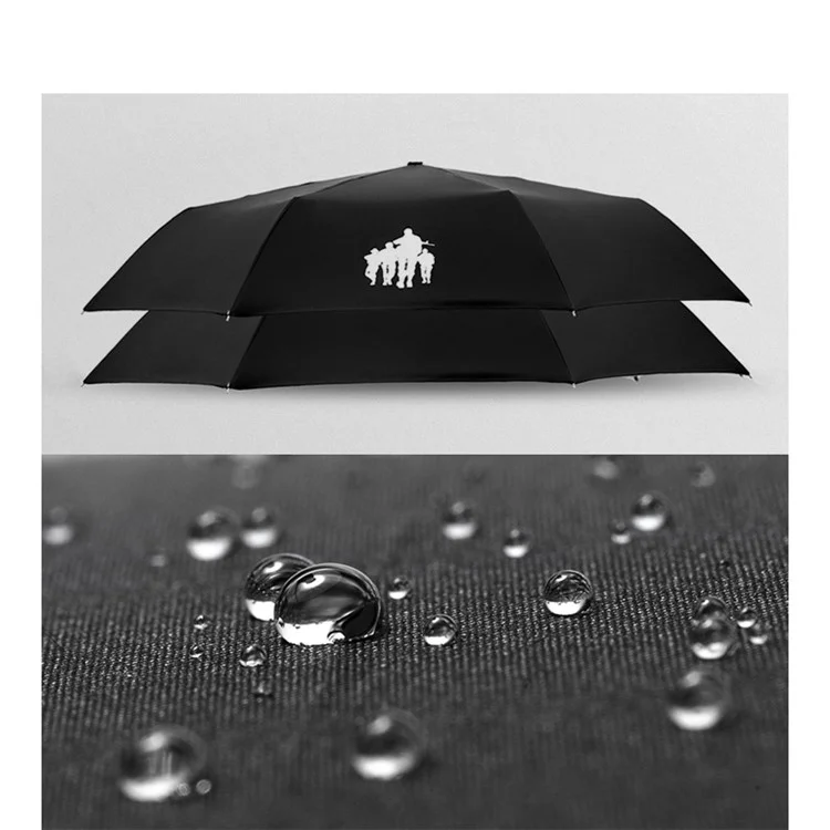 NIELLO Lightweight Tri-fold One Button Automatic Umbrella for Men and Women - Storm Troops / Gold Handle