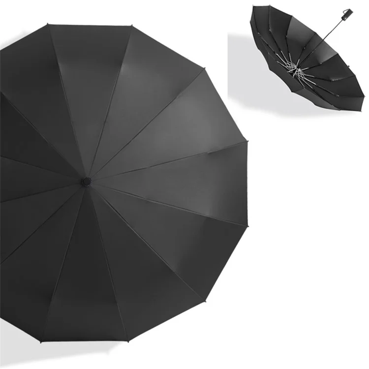 Black - RAY HORSE R3302 Lightweight 12 Ribs Automatic Folding UV Protection Business Umbrella for Men