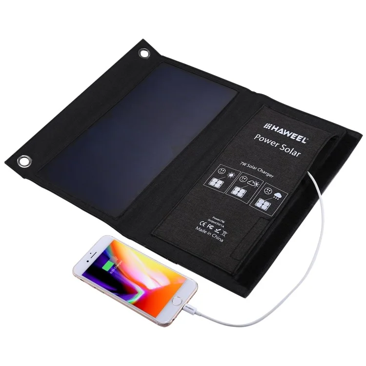 HAWEEL HWL2701 7W Solar Power Foldable Mini Waterproof Solar Charger with 5V USB Port