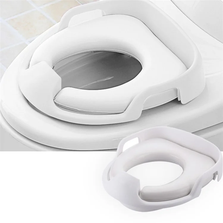 Portable Baby Toilet Seat Cushion Baby Potty Chair with Grab Handles - White