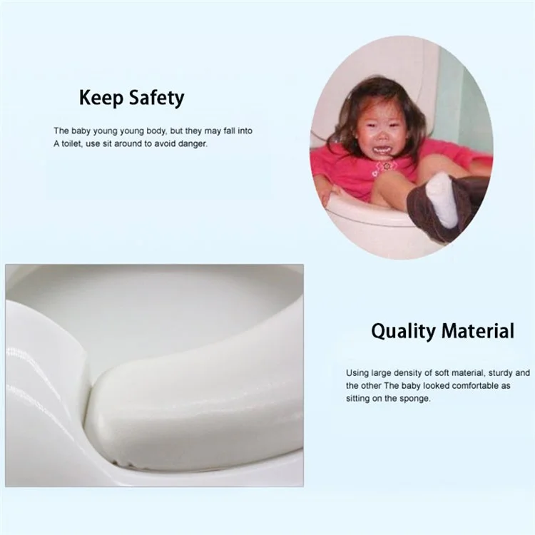 Portable Baby Toilet Seat Cushion Baby Potty Chair with Grab Handles - White