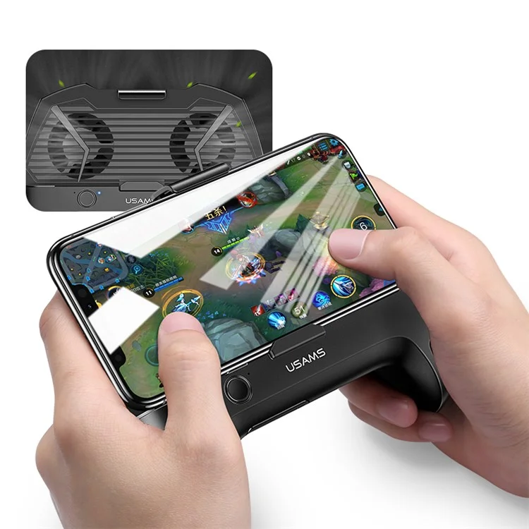 USAMS US-ZJ037 Multifunctional 1200mAh Power Bank Dual Fans Dissipate-heat Phone Game Joypad Controller