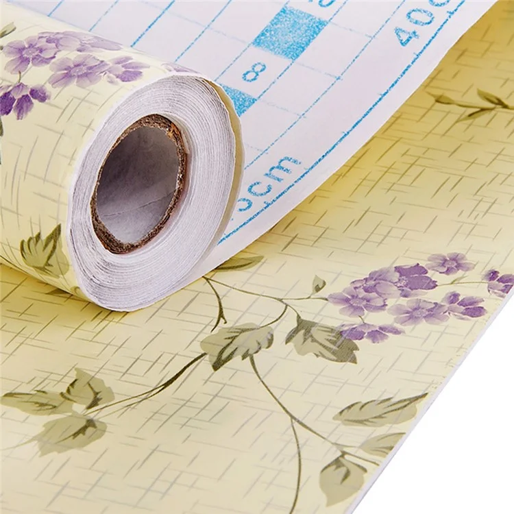 Drawer Liner Removable Self-adhensive Contact Paper Kitchen Oil Sticker Waterproof Cabinets Shelf Sticker - Elegant Purple Peony