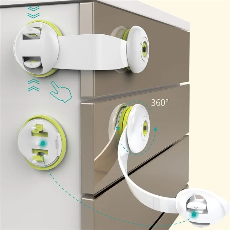 5Pcs/Set Drawer Door Cabinet Cupboard Child Safety Locks Security Protective Locks - Green