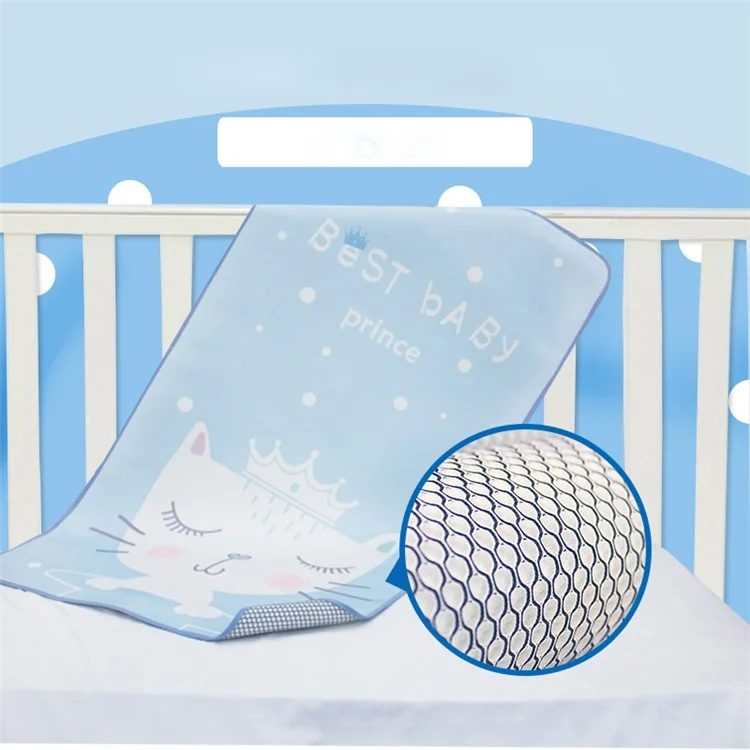 Infant Ice Silk Summer Cool Mat Baby Bed Pad with Pillow, Size: 120 x 65cm - Blue
