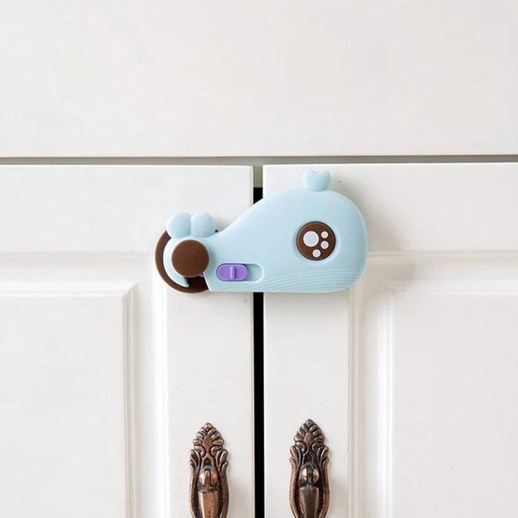 Cute Fish Shaped Multi-function Drawer Door Cabinet Cupboard Child Anti-pinch Safety Lock Security Protective Buckle - Blue