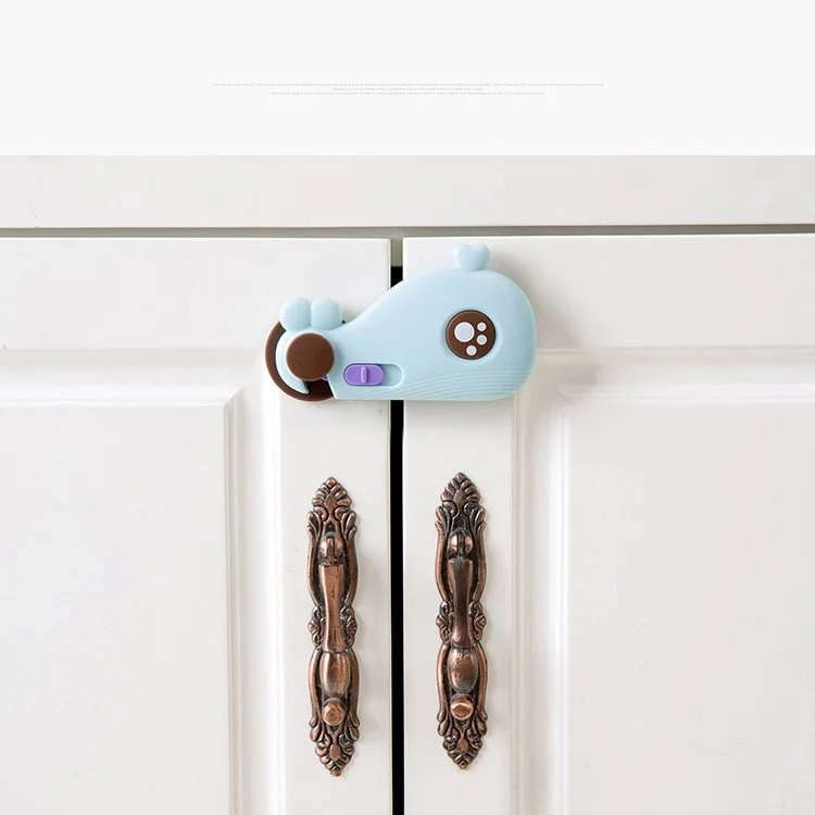 Cute Fish Shaped Multi-function Drawer Door Cabinet Cupboard Child Anti-pinch Safety Lock Security Protective Buckle - Blue