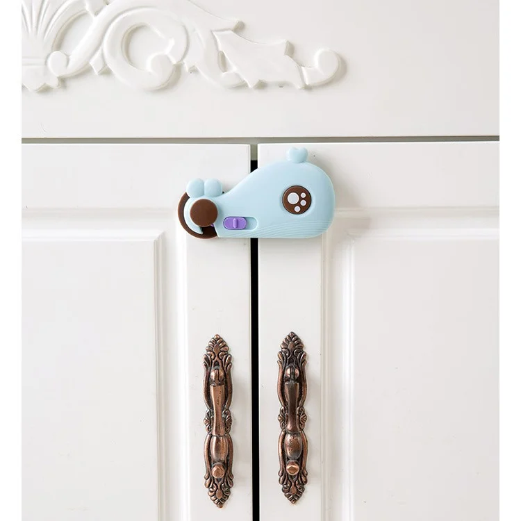Cute Fish Shaped Multi-function Drawer Door Cabinet Cupboard Child Anti-pinch Safety Lock Security Protective Buckle - Blue