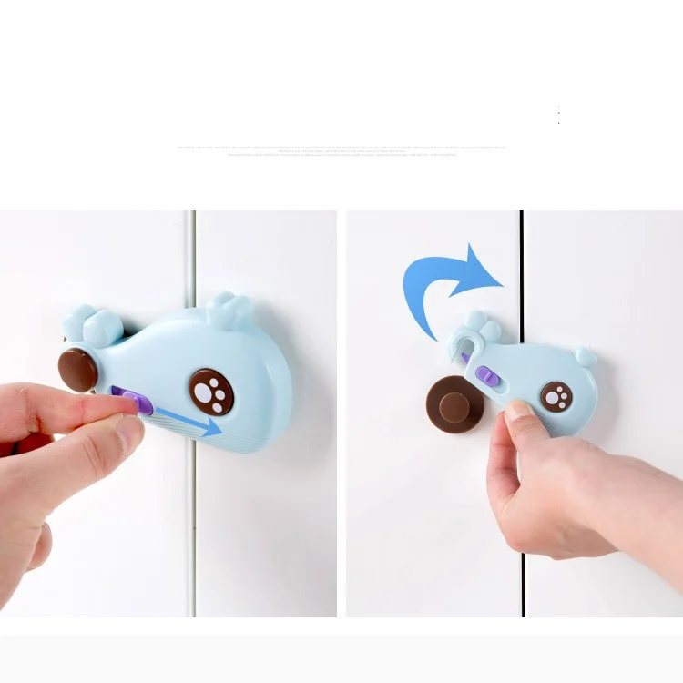 Cute Fish Shaped Multi-function Drawer Door Cabinet Cupboard Child Anti-pinch Safety Lock Security Protective Buckle - Blue