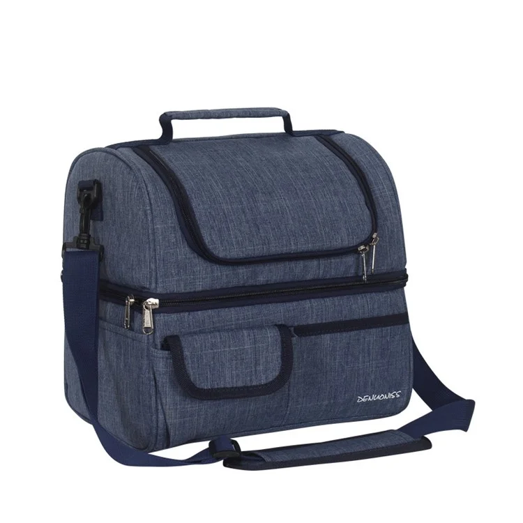 900D Oxford Double-layer Lunch Bag Insulation Handbag Picnic Cool Lunchbox Shoulder Bag