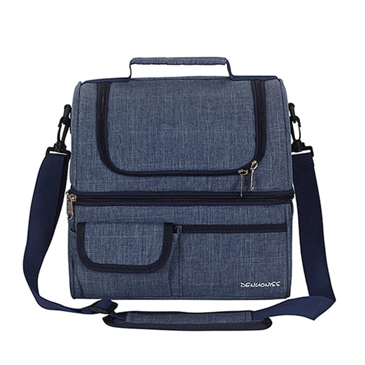 900D Oxford Double-layer Lunch Bag Insulation Handbag Picnic Cool Lunchbox Shoulder Bag