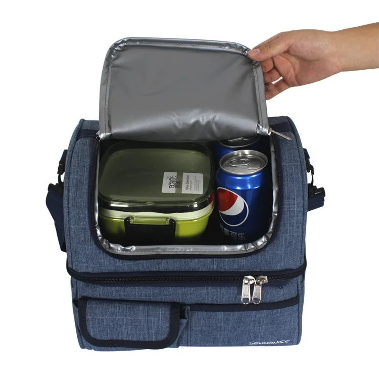 900D Oxford Double-layer Lunch Bag Insulation Handbag Picnic Cool Lunchbox Shoulder Bag
