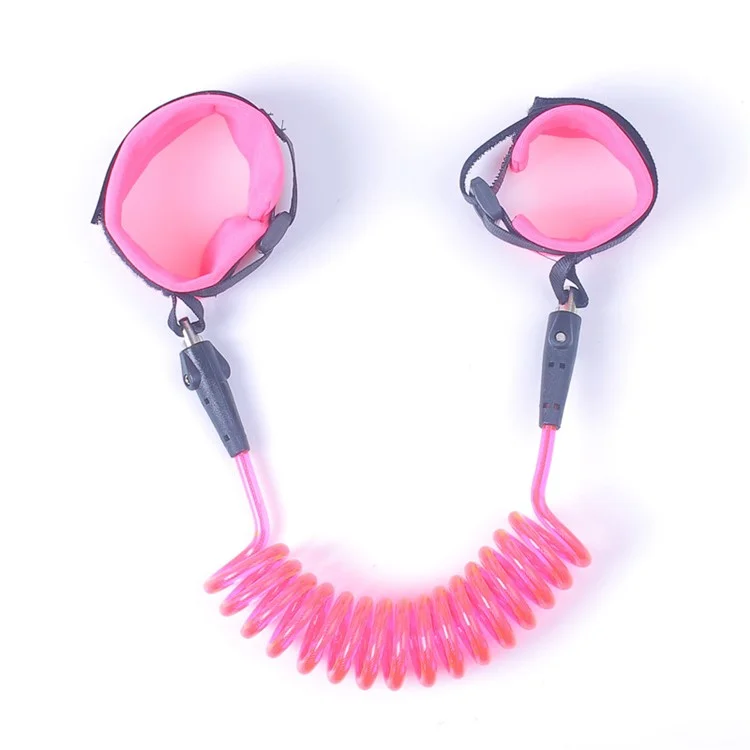 2m Safety Lock Infant Anti Lost Wrist Link Harness Toddlers Walking Hand Band - Pink