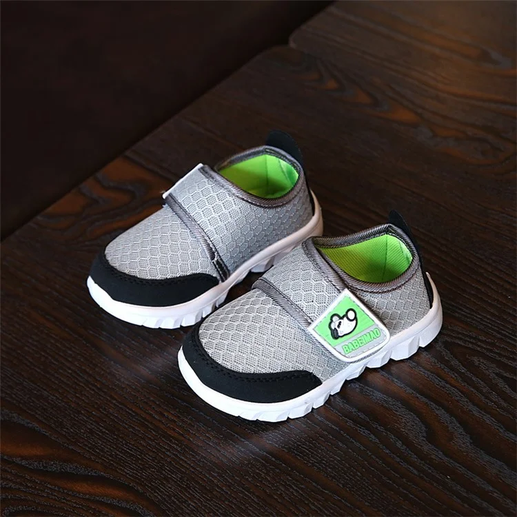 Autumn Breathable Children Mesh Shoes Anti-slip Soft Kids Casual Shoes - Size: 29 / Grey
