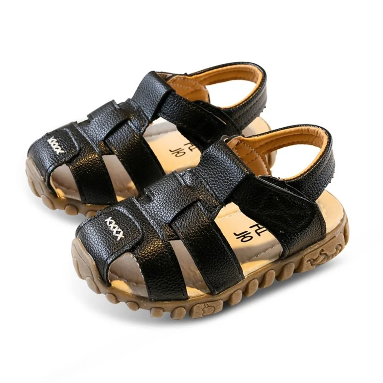 Summer Baby Boy Sandals Breathable Velcro Closure Anti-skid Shoes - Black / Size: 26