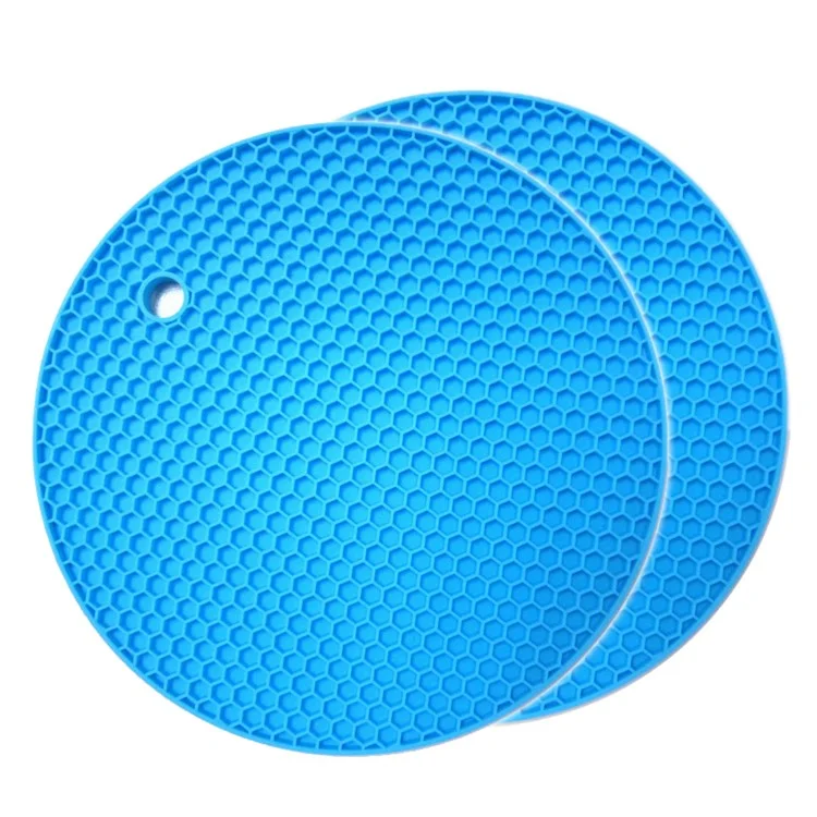 2Pcs Silicone Honeycomb Pads Heat Resistant Placemats Coaster - Baby Blue