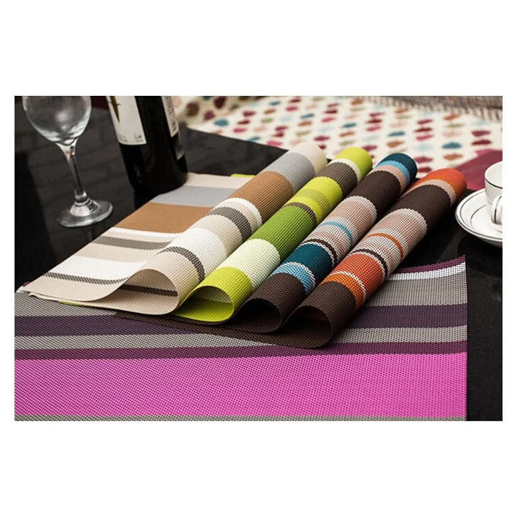6PCS Stripe Pattern Anti-slip Heat Insulation PVC Placemat for Dining Table - Blue