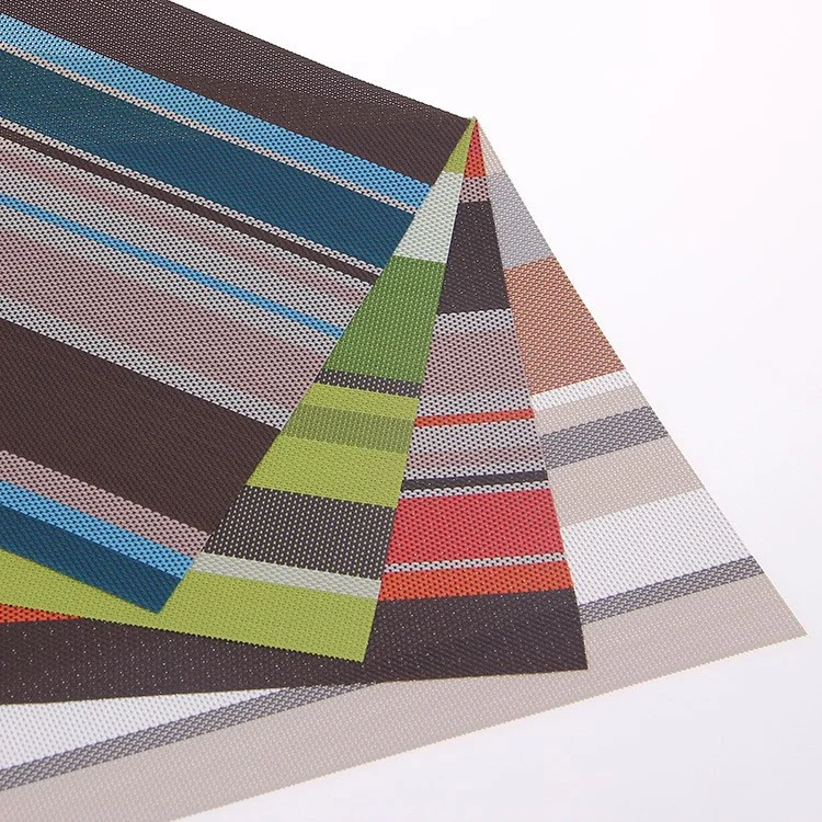 6PCS Stripe Pattern Anti-slip Heat Insulation PVC Placemat for Dining Table - Purple