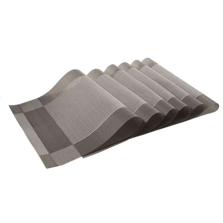 6Pcs PVC Weave Heat Resistant Placemats Table Mats 45 x 30cm - Silver