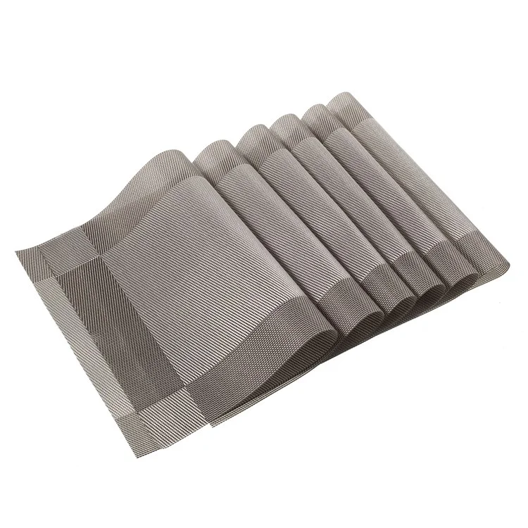 6Pcs PVC Weave Heat Resistant Placemats Table Mats 45 x 30cm - Silver