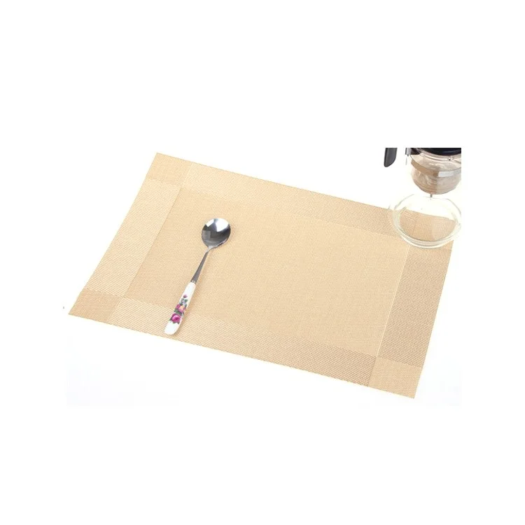6Pcs PVC Weave Heat Insulation Dinner Table Mats 45 x 30cm - Gold