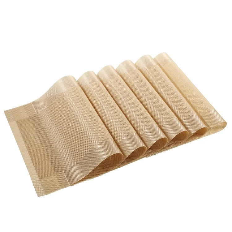 6Pcs PVC Weave Heat Insulation Dinner Table Mats 45 x 30cm - Gold