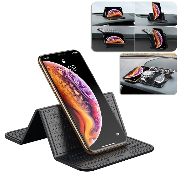 BASEUS Folding Car Mount Holder Anti-skid Phone Stand for iPhone Samsung Huawei - Black