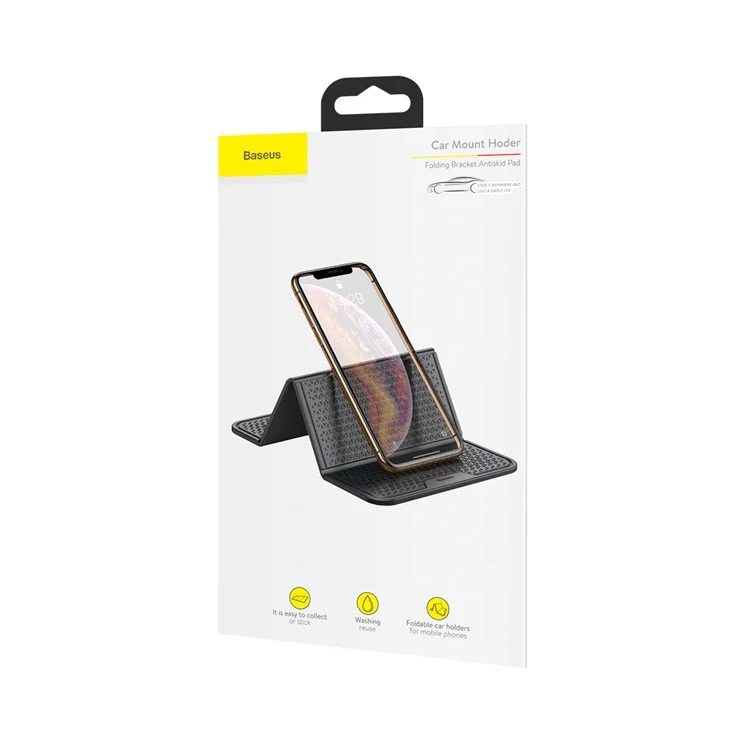BASEUS Folding Car Mount Holder Anti-skid Phone Stand for iPhone Samsung Huawei - Black